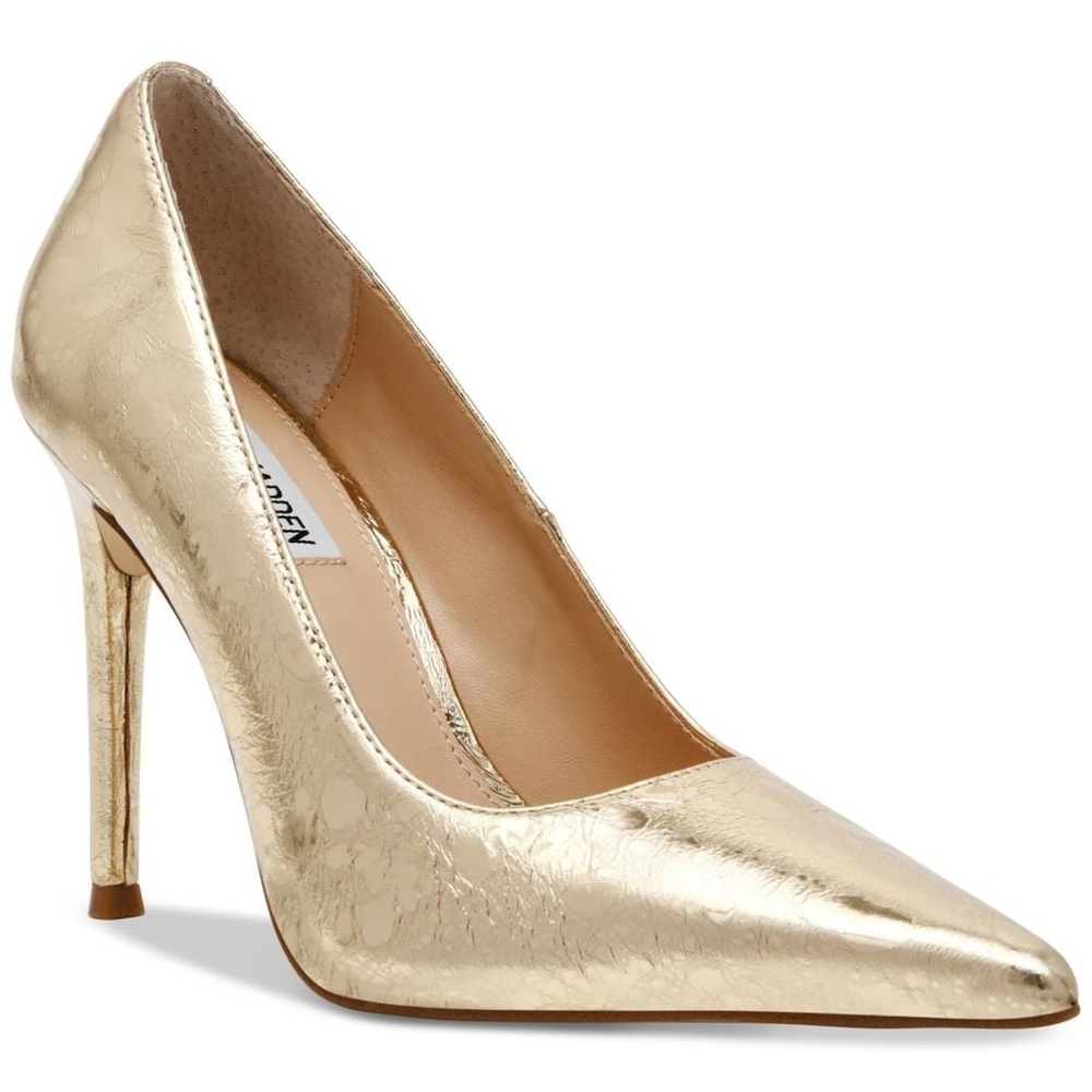 Steve Madden Gold Natural Reya Pointed-Toe Stiletto Pumps
